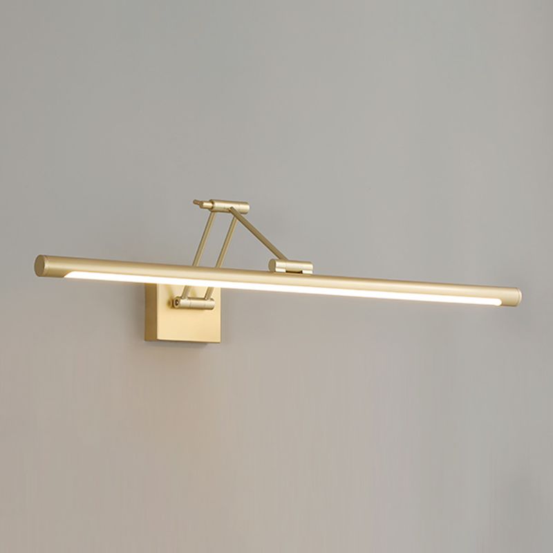 Gold LED Linear Wall Sconce in Modern Concise Style Wrought Iron Extendable Wall Light with Acrylic Shade