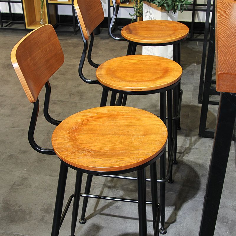 Industrial Black Counter Stools Iron Wooden Bar Bristol Stools with Round Seat