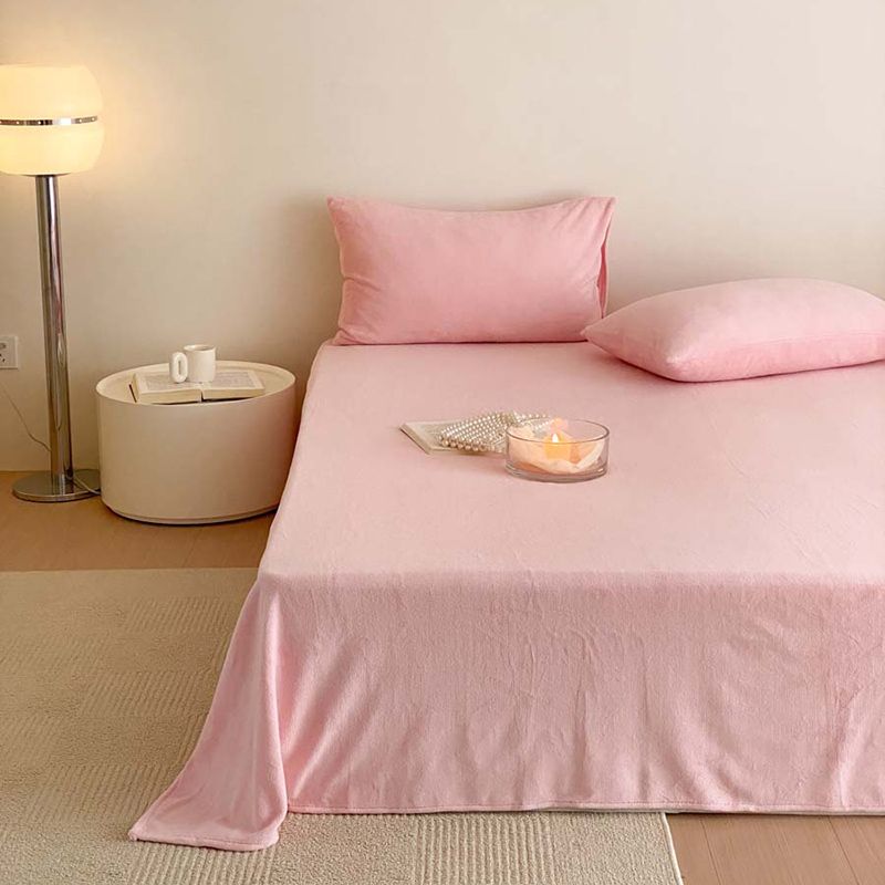 Solid Color Bed Sheet Breathable Skin-friendly Non-pilling Bed Sheet Set