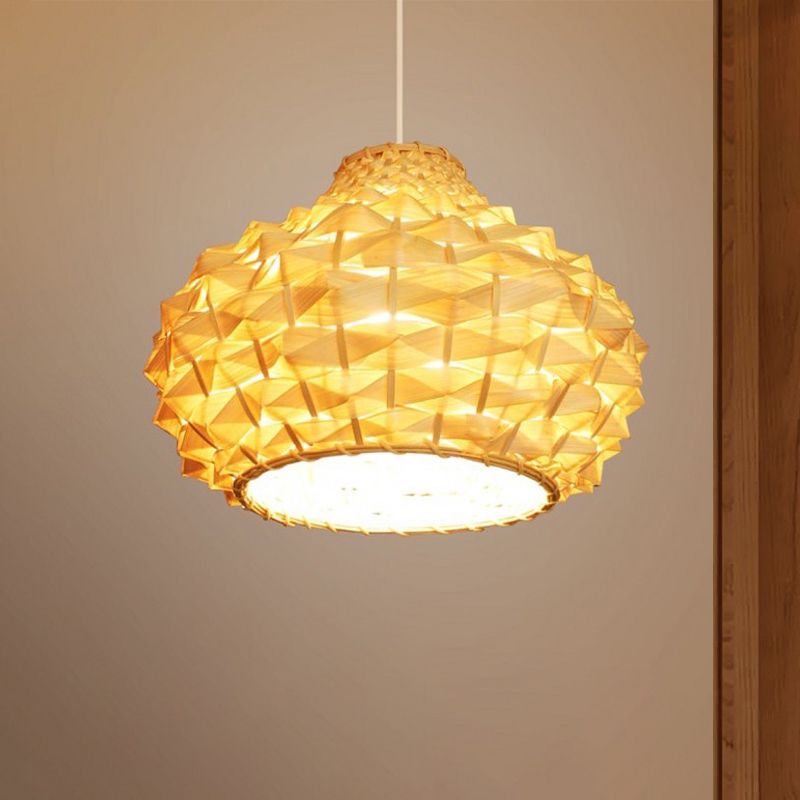 Guida Light Asia Asia Bamboo 1 Bulbo BEIGE Apparecchio di illuminazione sospesa per casa da tè