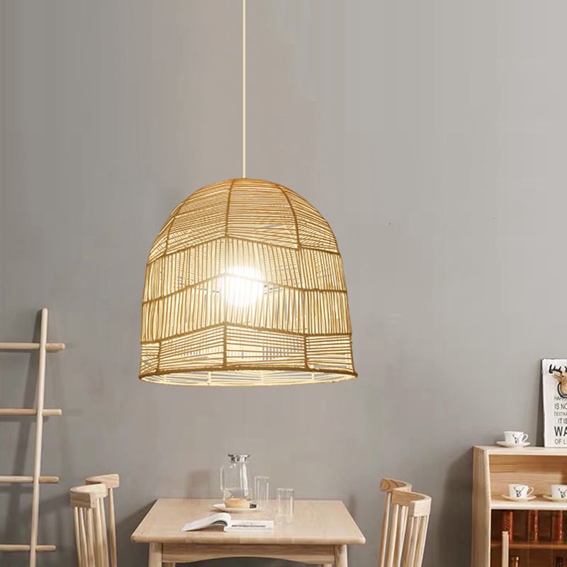 1 cestino per cesto a ciondolo illuminazione cinese Bamboo Sospensione a soffitto in legno per il ristorante