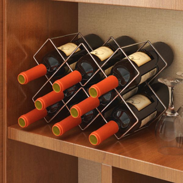 Modern Tabletop Wine Bottle Holder Metal Bottle Wine Rack with Wine Storage