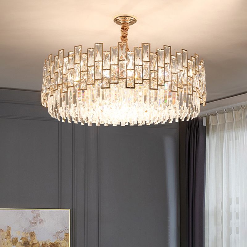 Round Living Room Chandelier Light Fixture K9 Crystal Modernism Hanging Pendant Light