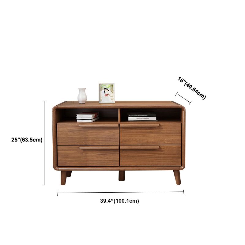 Wooden Brown Storage Chest Modern Style Storage Chest Dresser with Drawers