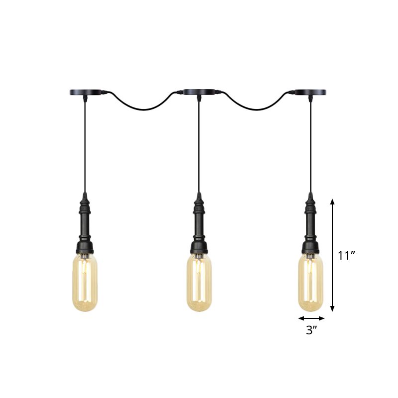 Capsule 3/5/7 Capsule Multi Light Chandelier Industrial Finition noire en verre Amber Tandem LED Plafond suspendu