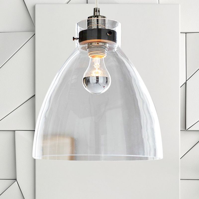 Clear Glass Domed Pendant Light One Head Simple Stylish Hanging Lamp for Dining Room