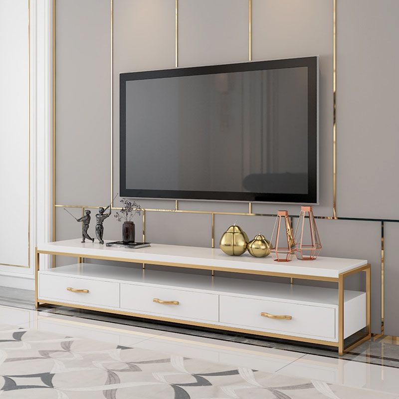 Glam TV Media Stand Open Storage Media Console with 3 Drawers