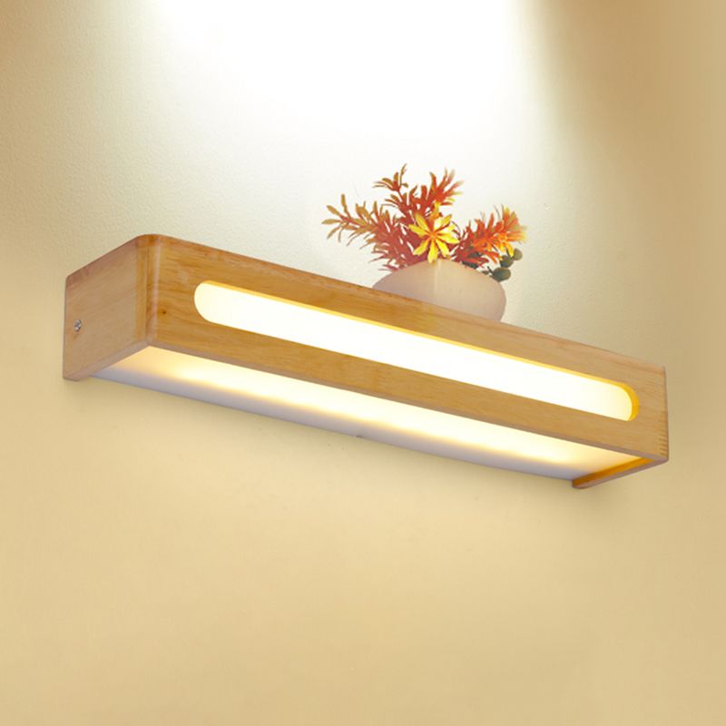 Simplicidad rectangle tocador de tocador luces de luz de madera lámparas de pared para baño