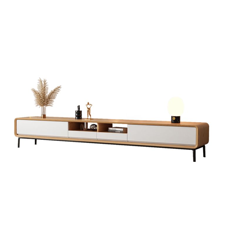 Contemporary TV Stand Open Storage Engineered Wood TV Media Console with Drawers