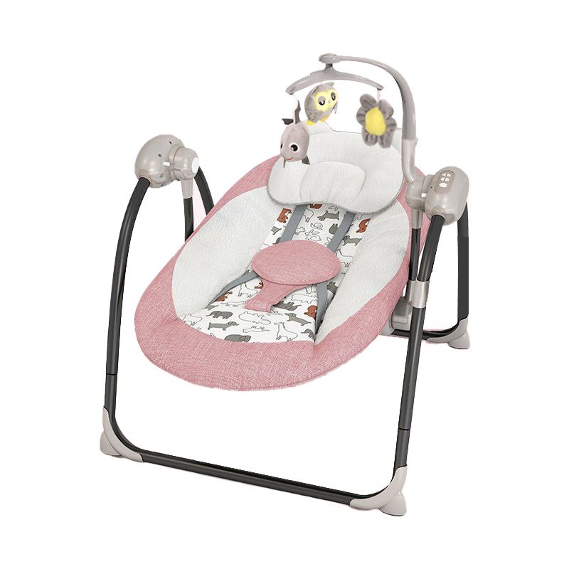 Metal Bassinet Folding and Rocking Oval Crib Cradle for Baby