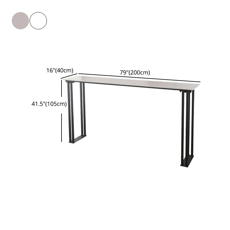 Indoor Stone and Metal Event and Cocktail Table Industrial Sled Counter Table