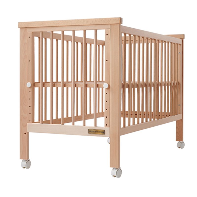 Rectangle Movable Crib Home Solid Wood Adjustable Height Crib