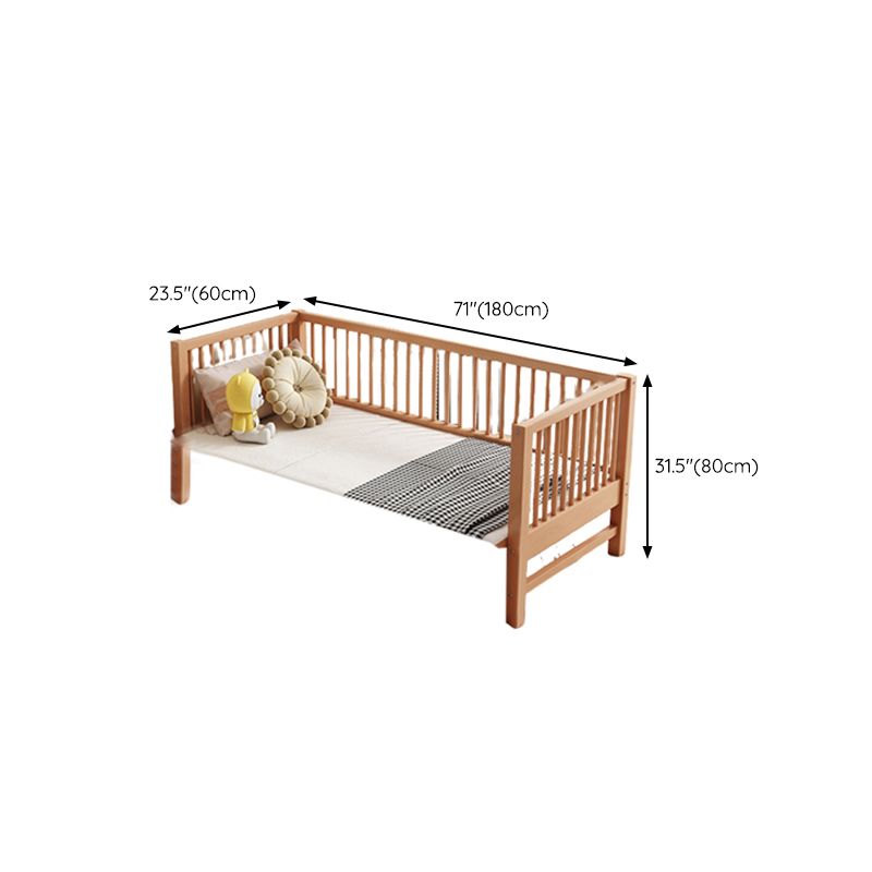 Glam Brown Solid Wood Nursery Bed Guardrail Rectangle Baby Crib