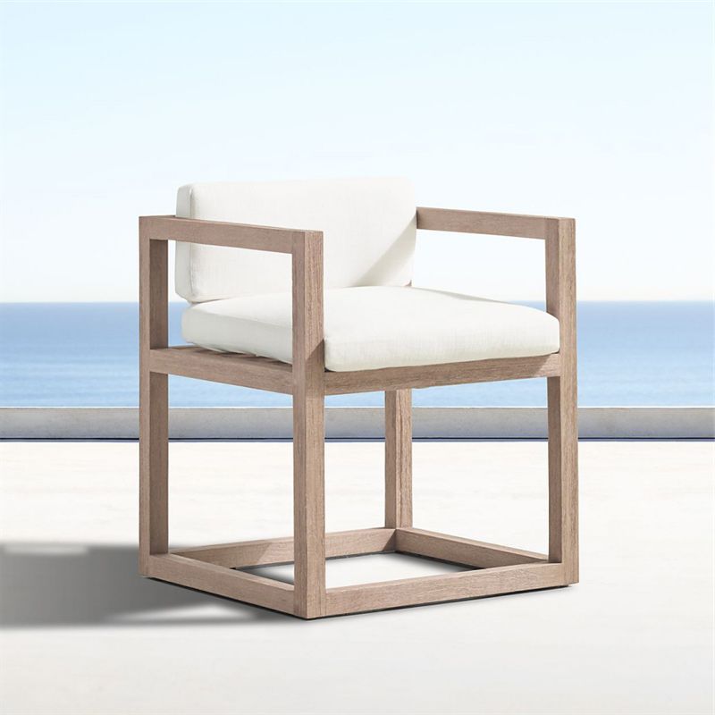 Contemporary White Patio Dining Chair with UV Protective Finish Cushion