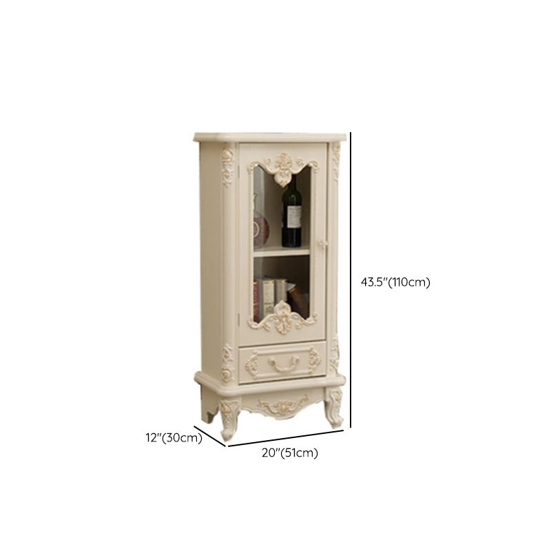 Traditional Solid Wood Display Stand Glass Doors Hutch Cabinet for Bathroom