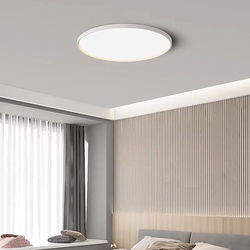 White Ceiling Light Fixture Simple Circle LED Flush Mount for Bedroom