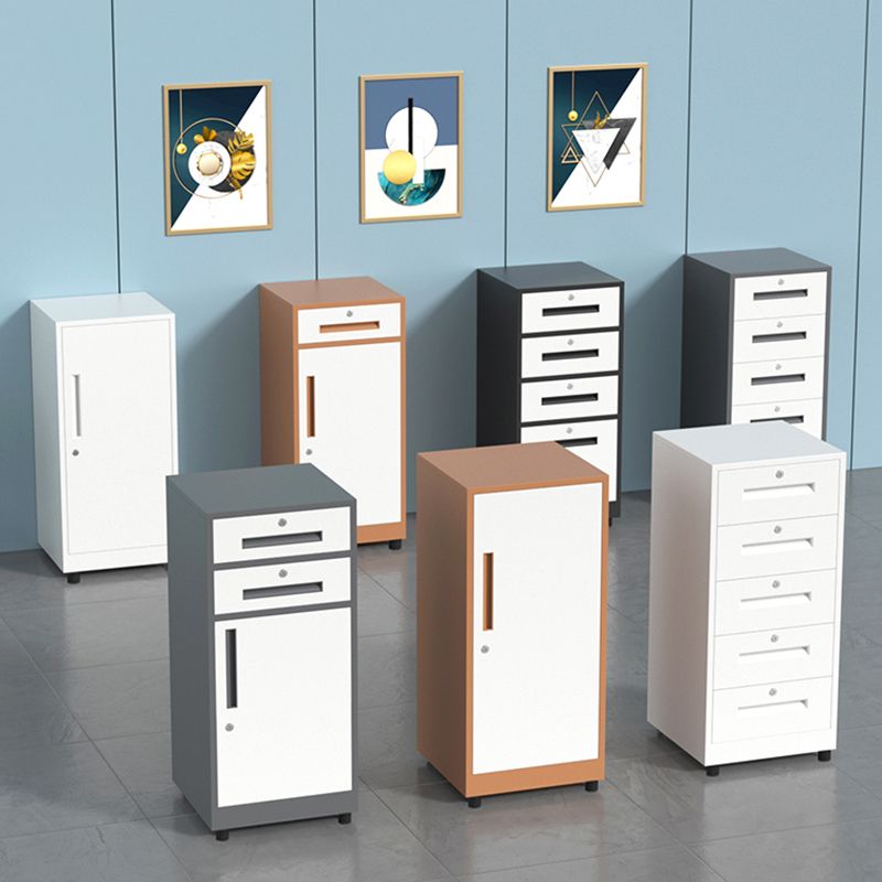 Traditional Cabinet Metal Locking Drawers and Castors Vertical Filing Cabinet