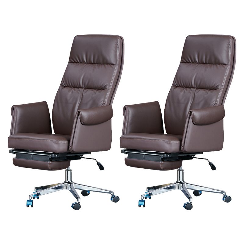 Contemporary High Back Managers Chair Brown Faux Leather Executive Chair