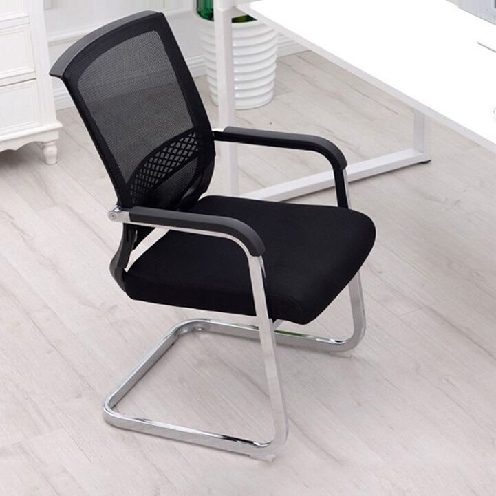 Fixed Arms Mid Back Office Chair Home No Wheels Mesh Desk Chair