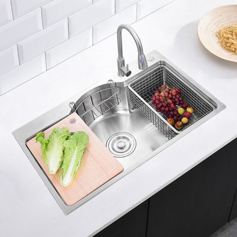 Stainless Steel 31" X 19" Kitchen Sink Single Bowl Drop-in Sink in Chrome and Black