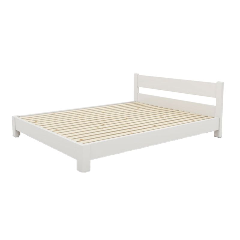 Contemporary Wood Standard Bed, Slat Rectangular Headboard Bed
