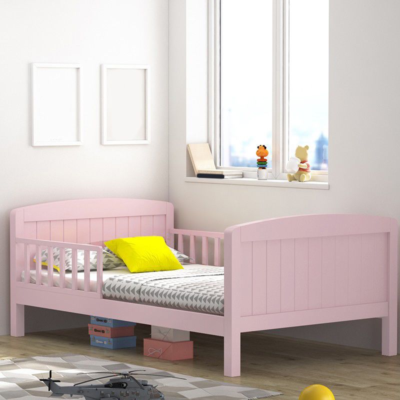 Scandinavian Solid Color Nursery Bed Wood Toddler Bed with Guardrail