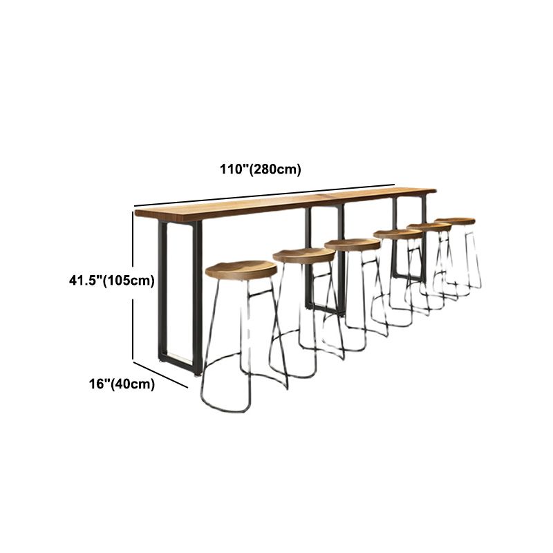 Industrial Rectangle Counter-height Pub Table Shop Sled Pub Bar Table in Natural