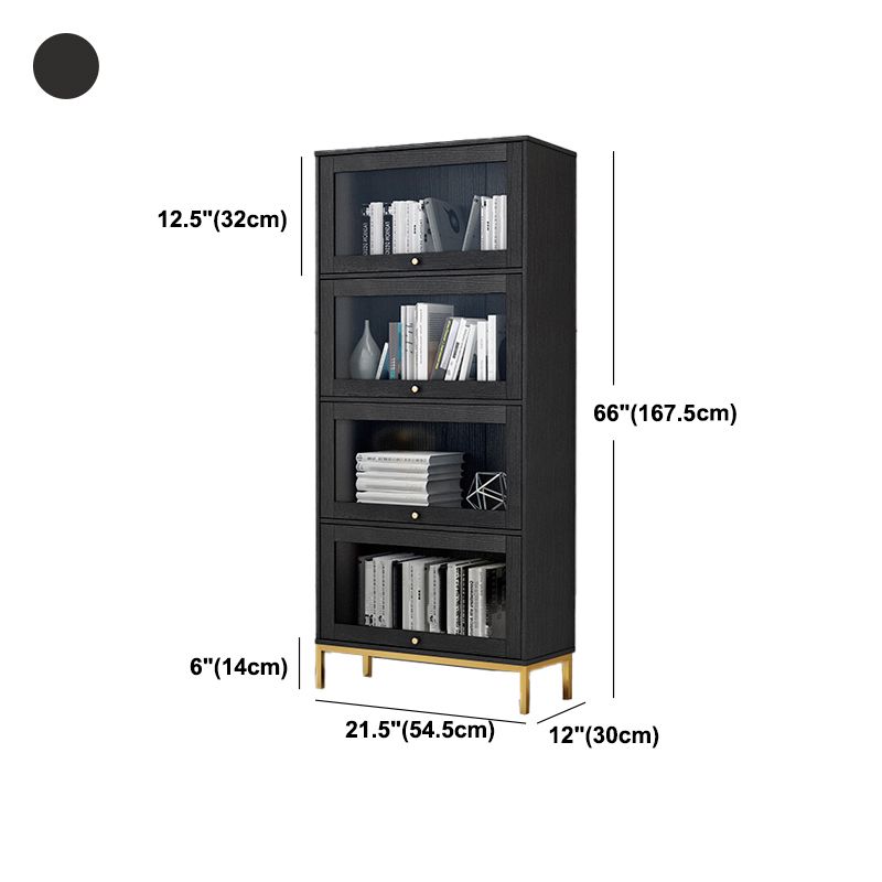 Libreria in legno fabbricata standard verticale glam con porte di vetro