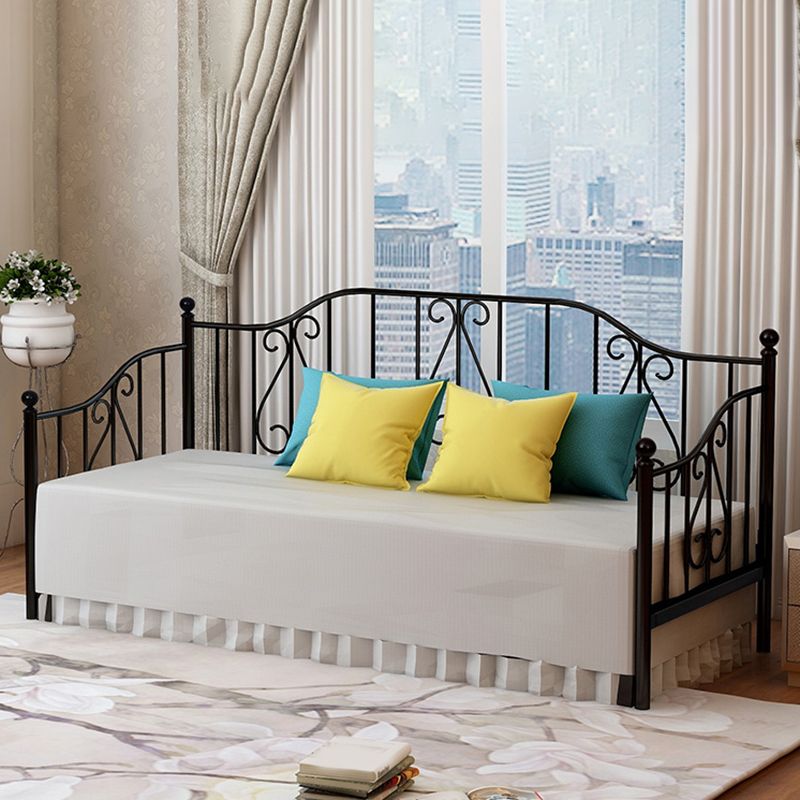 Metal Contemporary Full-Size Bed Open Frame Iron Daybed with Mattress