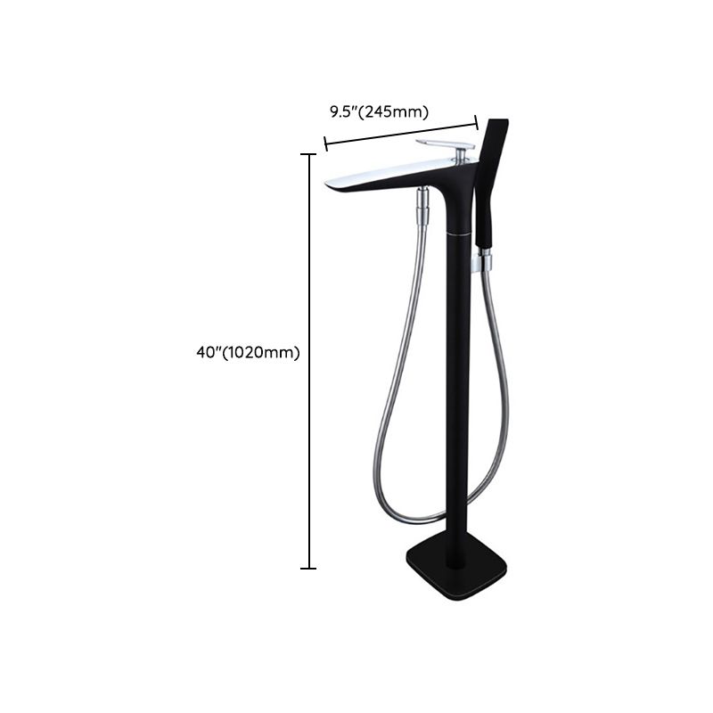 Floor Mounted Freestanding Tub Filler Single Handle Freestanding Faucet with Hose