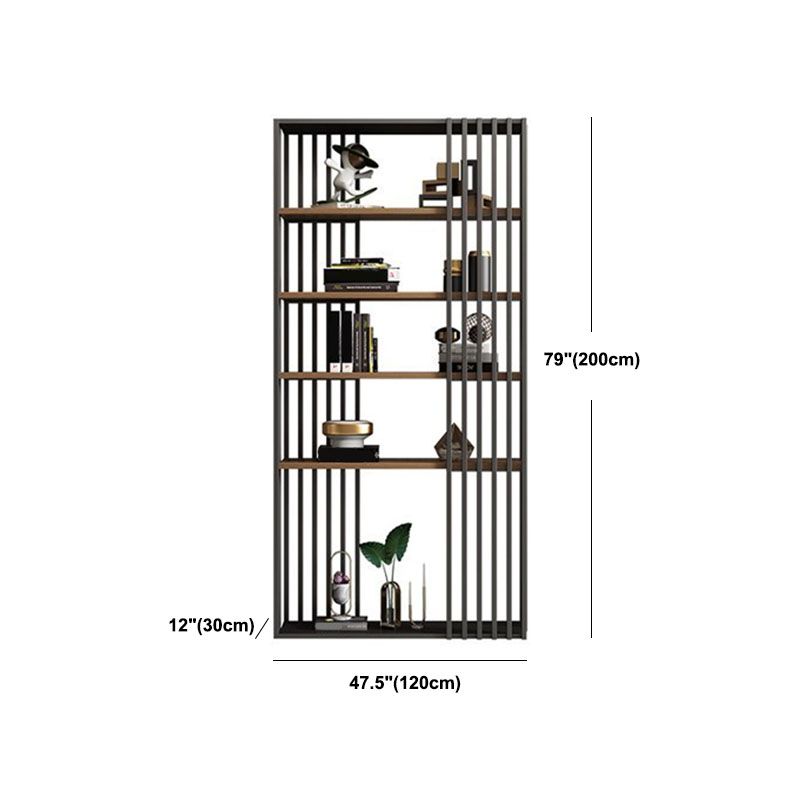 Contemporary Metal and Wooden Book Shelf Open Vertical Shelf Bookcase