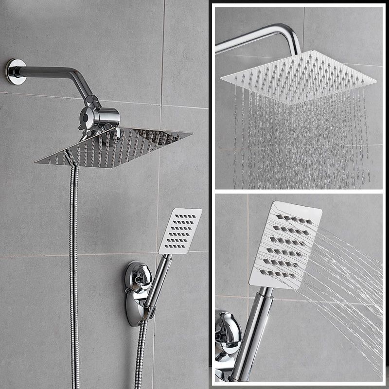 Square Metal Dual Shower Heads Modern Shower with Shower Hose