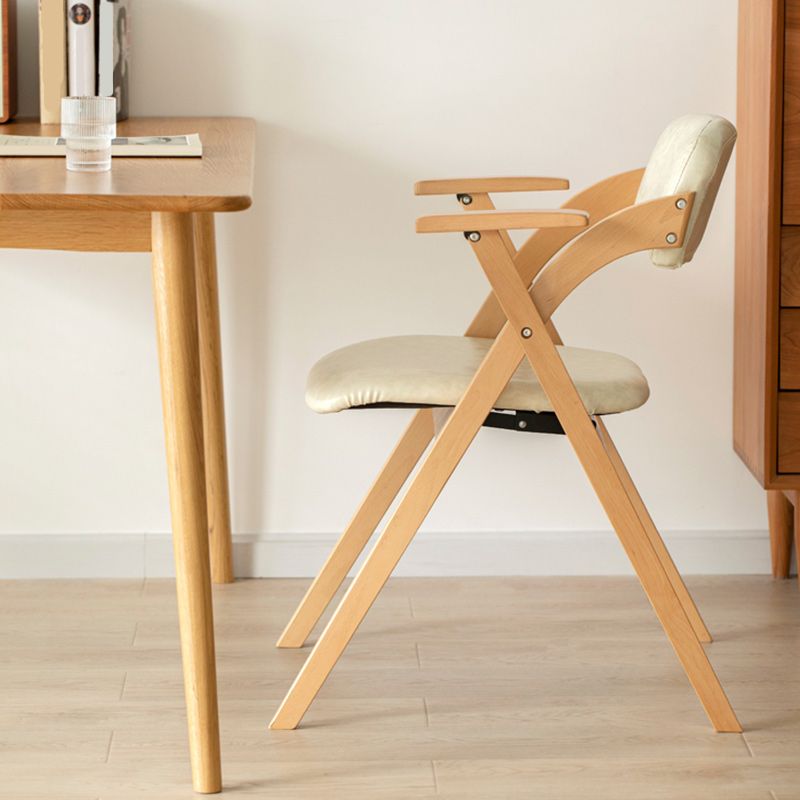 Open Back Folding Dining Arm Chair Modern Solid Wood Dining Chair