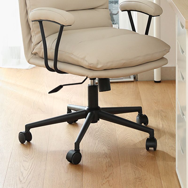 Modern Desk Chair Leather Computer Chair Mid-Back Chair with Wheels/No Wheels