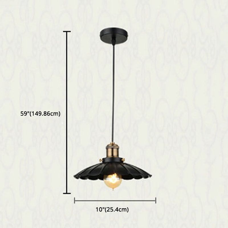 Retro Brass Mini Single Bulb Hanging Light Industrial Style Coffee Shop Pendant Lamp with Black Saucer Shade