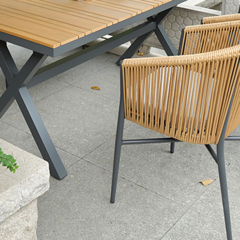 Modern Artificial Wood Courtyard Table Geometric Outdoor Table