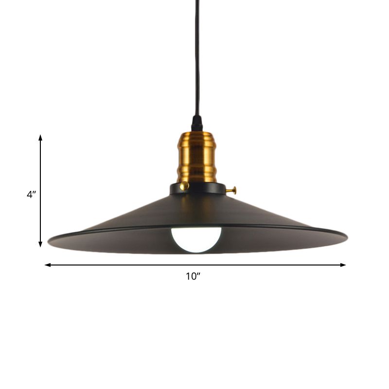 Soucoupe de la soucoupe de 8,5 "/ 10" de large luminaire de salon industriel fer forgé 1 lumière pendante pendante suspendue