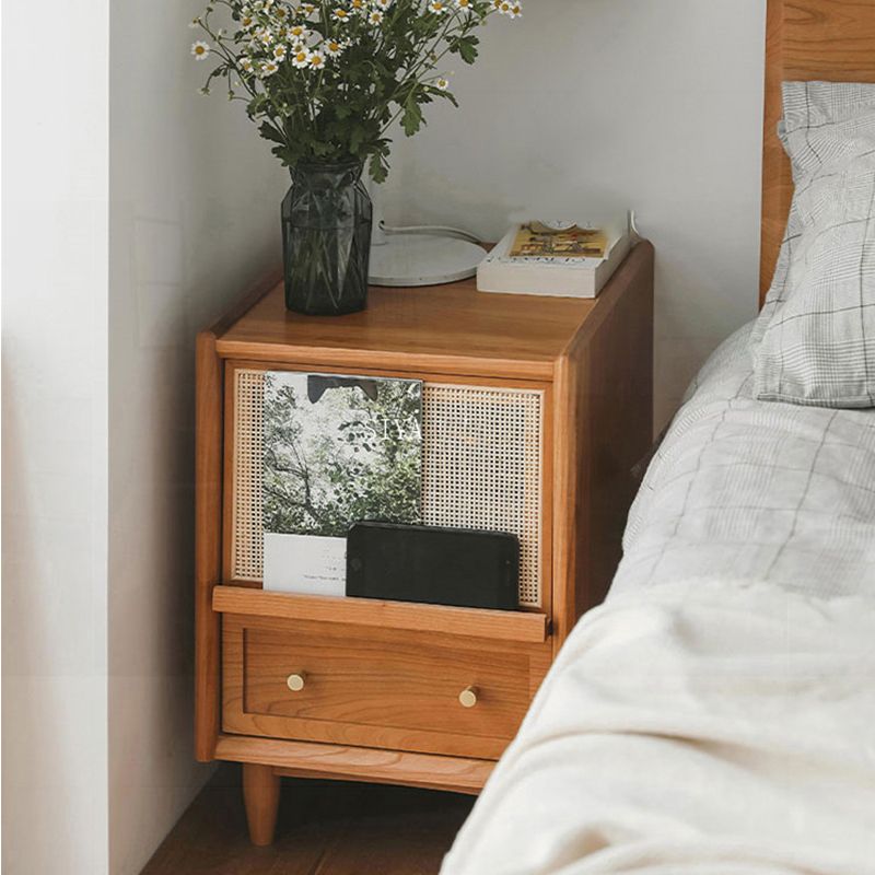 Drawer Storage Bed Nightstand Modern Pine Wood Night Table for Bedroom