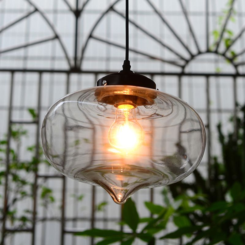 Blown Glass Shaded Hanging Light Simplicity 1 Bulb Restaurant Pendant Light Fixture