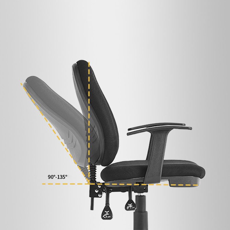 Modern Black Swivel Computer Chair Fixed Arms Height-adjustable Office Chair