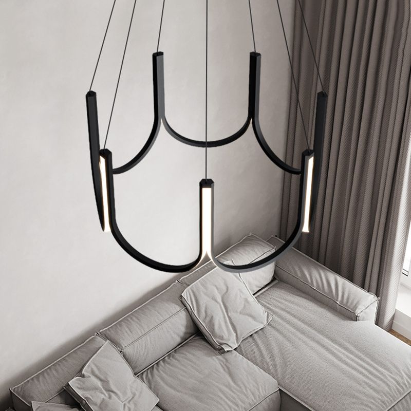 Modern Style Unique Chandelier Metal Multi Light Hanging Lamp for Living Room