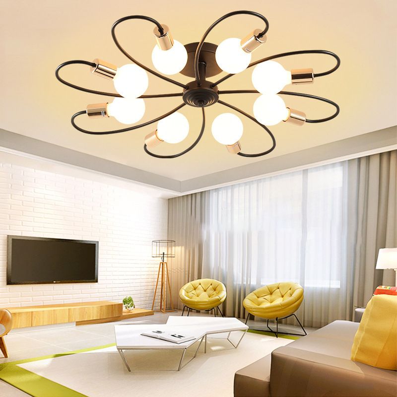 Spherical Opal Glass Flush Mount Ceiling Chandelier Modern Style Multi Lights Flush Mount Lamp