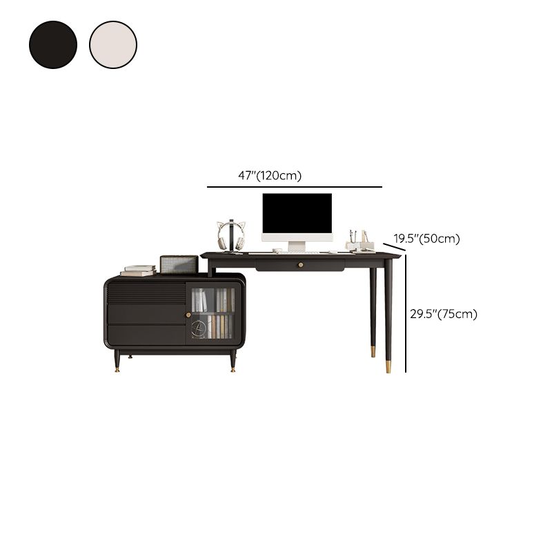 Contemporary Style Wood Office Desk Rectangular Shape Task Desk with 4 Drawers for Home