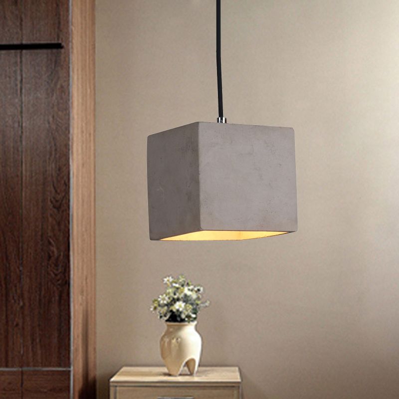 Kit di luce a sospensione cubo a 1 testa lampada a soffitto a sospensione di cemento grigio per corridoio per corridoio