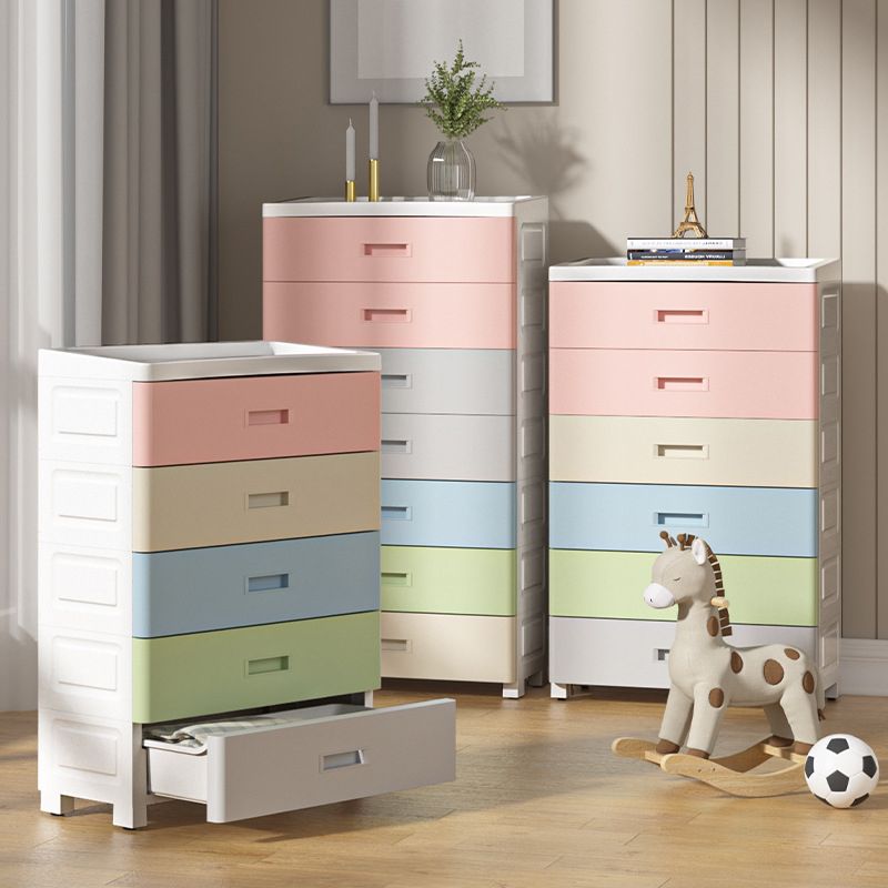 Plastic Chest Kids Nightstand Modern Nursery Dresser , 11.7-inch Width