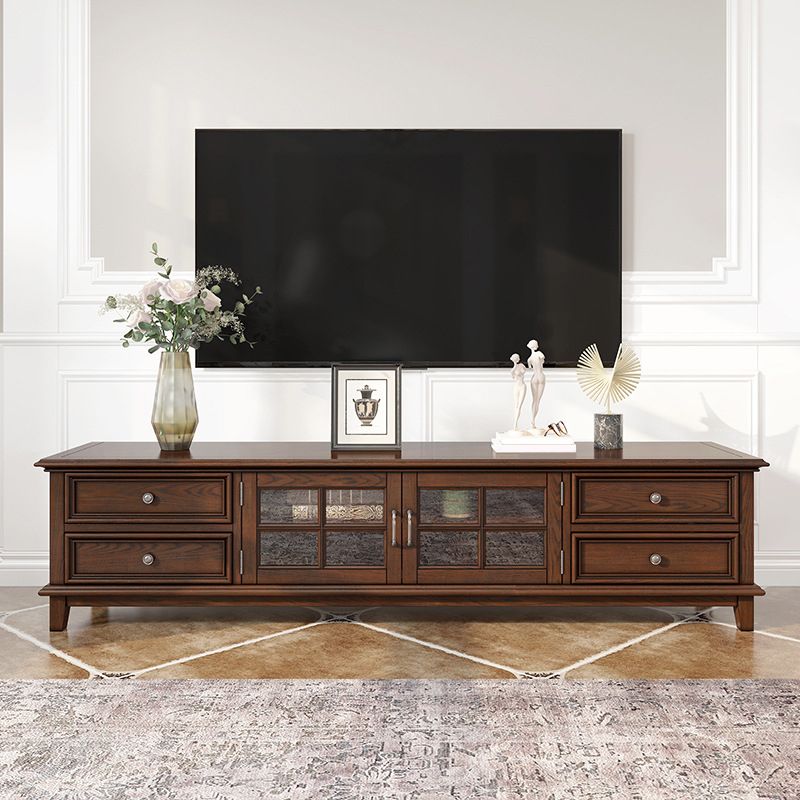 Traditional TV Media Console Solid Wood TV Console with Drawers