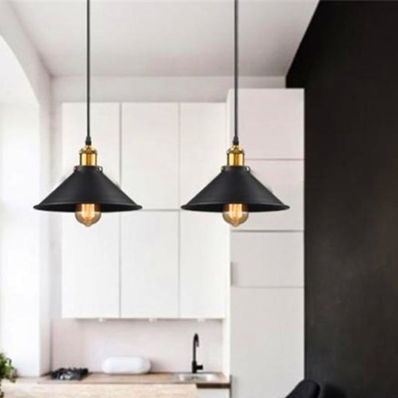 Mini de style industriel vintage Light Light Black Soucoucer Shade Metal Suspended Light pour la cuisine de la chambre