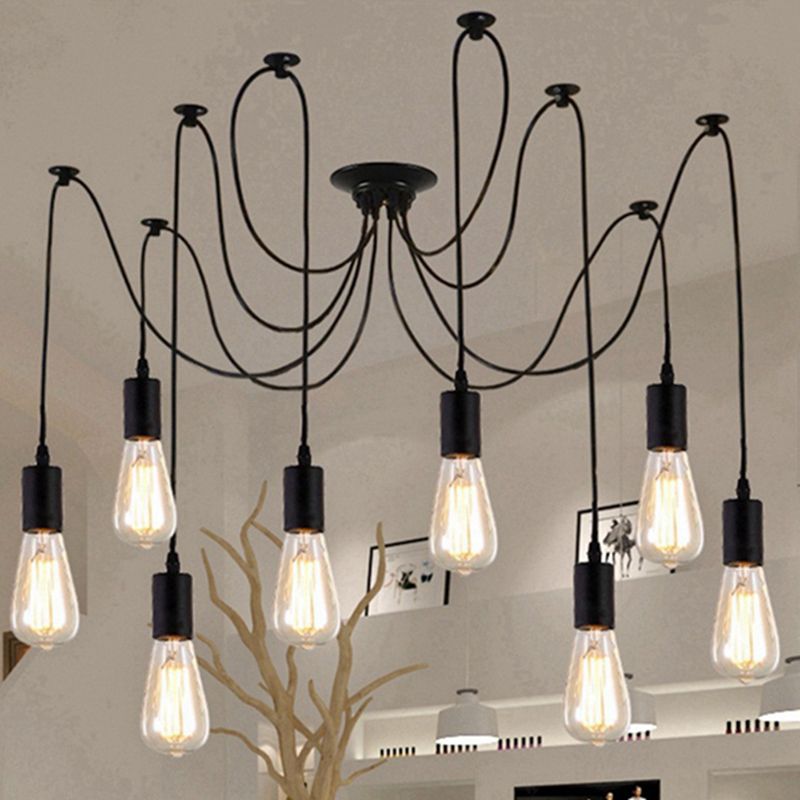 Edison Bulb Multi-Light Pendse Estilo industrial Industrial Techo metálico Black Hang Light