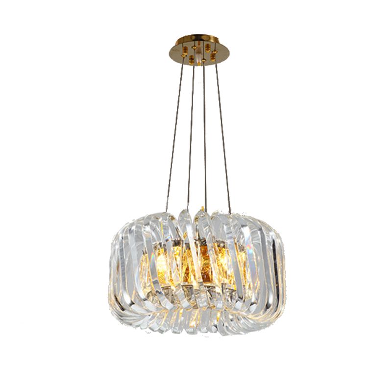 Crystal Treasure Bowl Pendant Chandelier Contemporary Clear LED Hanging Ceiling Lamp