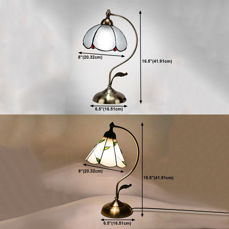 Tiffany Style Table Lamp 1-Light Desk Light with Glass Shade for Bedroom